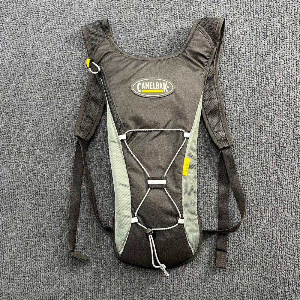 CamelBak Classic Hydration Pack Black Gray Bungee Hiking Backpack No Bladder